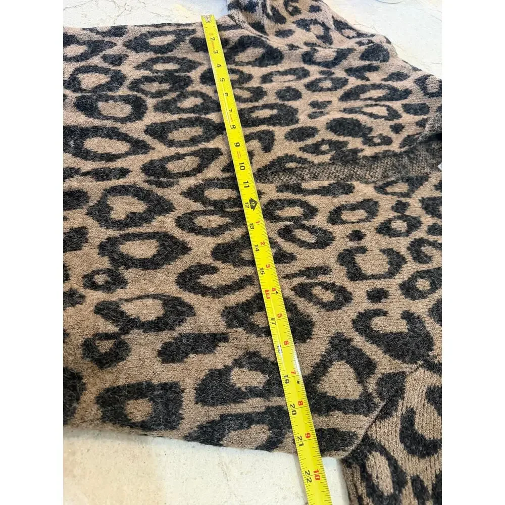 Joseph A. Leopard Print Hooded Duster Cardigan-Size M - Picture 4 of 5